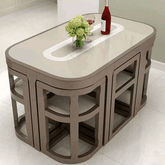 Trueliving Grey Table Stool (Table H 30 x W 34 x D 18 Stool H 18 x W 16 x D 14)